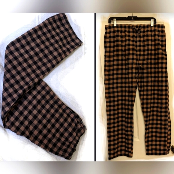 Arie Lounge Pajama Pants,Button Fly,Elastic Tie Waist, Back Pocket,Blk/Orange, L - Picture 2 of 6